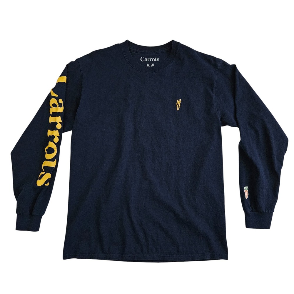 Carrots by Anwar (Men's Medium) Long Sleeve T-Shirt Graphic‎ Tee Navy Blue